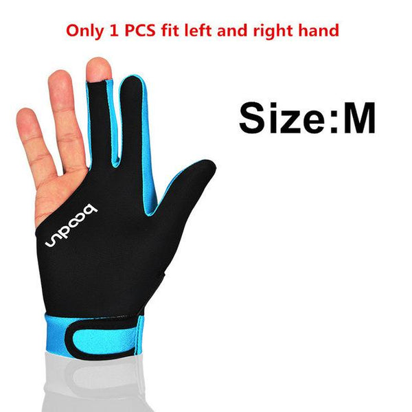 Boodun 1PCS 3 Fingers Billiard Gloves Pool Snooker Glove for Men Women Fits Left Right Hand Billiard Shooters Snooker Gloves