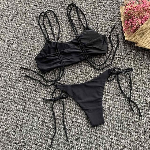 Peachtan V-neck bikini Push up 2019 Sexy ruffles swimsuit female Triangle swimwear women bathing suit biquini Summer beach wear