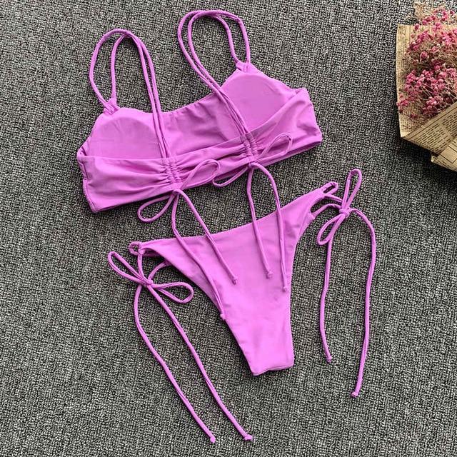 Peachtan V-neck bikini Push up 2019 Sexy ruffles swimsuit female Triangle swimwear women bathing suit biquini Summer beach wear