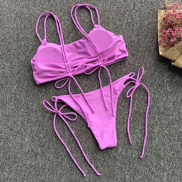 Peachtan V-neck bikini Push up 2019 Sexy ruffles swimsuit female Triangle swimwear women bathing suit biquini Summer beach wear