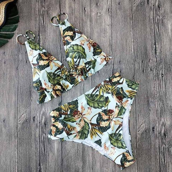 2019 Bikinis Women Swimwear Push Up Bikini Set Swimsuit Top Solid Bottom Print Brazilian Biquini Bathing Suit Swim Wear Beach