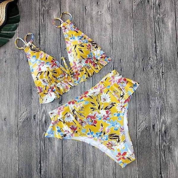 2019 Bikinis Women Swimwear Push Up Bikini Set Swimsuit Top Solid Bottom Print Brazilian Biquini Bathing Suit Swim Wear Beach