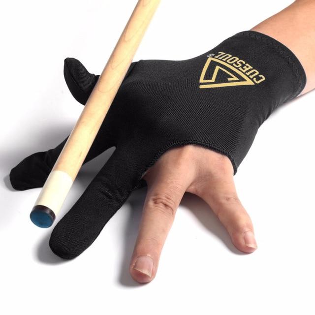 Cuesoul 3 Finger Billiards Snooker Gloves Pool Cue Gloves Black Left Hand