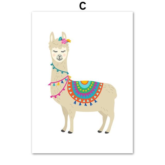 Cartoon Llama Cactus Nursery Wall Art Print Canvas Painting Nordic Canvas Posters And Prints Wall Pictures Baby Kids Room Decor