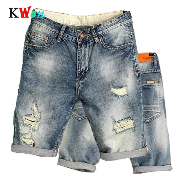 New Fashion Leisure Mens Ripped Short Jeans Brand Clothing Summer Shorts Breathable Tearing Denim jogger Shorts Male