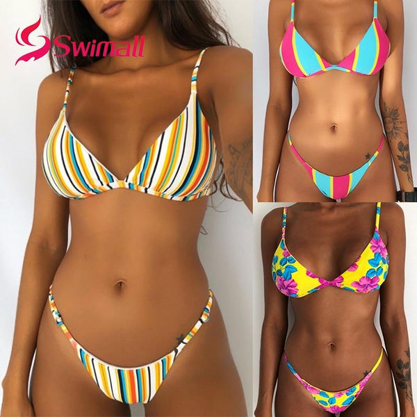 Sexy bikini 2019 floral print strappy Swimwear women Bikini set Biquini bathing suit Swimsuit thong Brazilian beach wear
