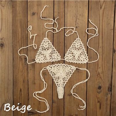 13 Color Handmade bikini Sets crochet black lace thong string swimwear Sunbathing swimsuit