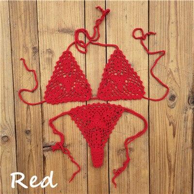 13 Color Handmade bikini Sets crochet black lace thong string swimwear Sunbathing swimsuit