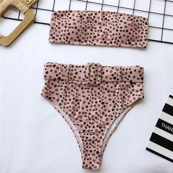 High waist Brazilian neon bikini 2019 Belt swimwear women Bandeau swimsuit female Push up bathing suit Summer bathers biquini