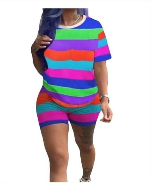RAISEVERN Women Letters Print 2 Piece Sets Summer Short Sleeve Top And Shorts Set Track Suit Casual Two Pieces Outfits Tracksuit