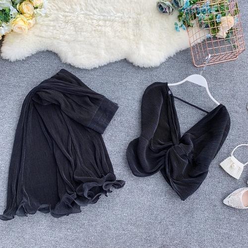Gaganight Sexy Two Pieces Set Women Ankle Length Wide Leg Pants Suit Chic 2 Piece Outfits Loose Top Blouse Elegant 2 Piece Set