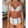 Women Sexy Leopard Bikinis Snake Print Bathing Suit Tube Top High Cut Swimsuit Brazilian Swimwear Female Summer Beachwear