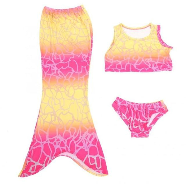 Girls Kids Tail Swimming Suit Swimmable Bikini Set Costume Cosplay Swimwear Push Up Swimwear