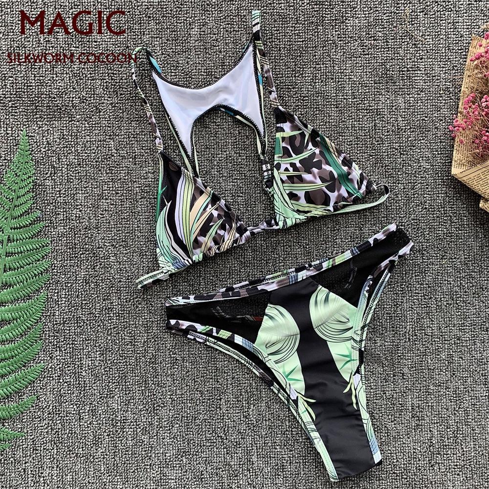 Green Mesh Stitching Bikini Set Brazillian Swimsuit Women Sexy High Waist Thong Swimwear Female Swimming Suit Maillot De Bain