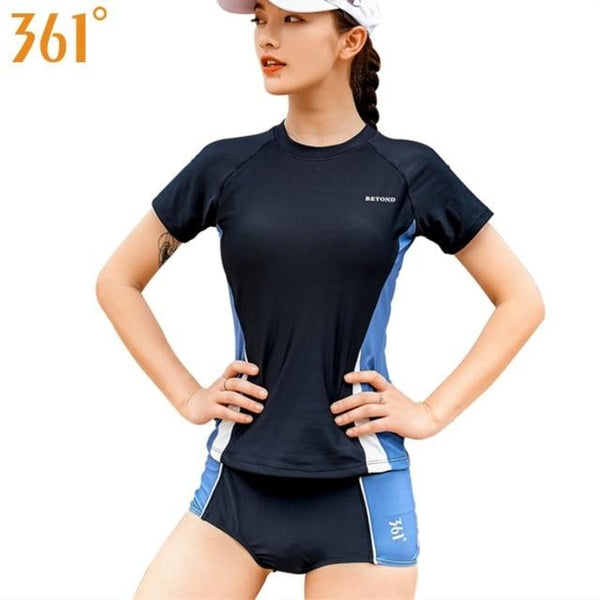 361 Women Tankini Female Swimsuit Two Pieces Sports Surfing Swim Wear M-XXL Girls Bathing Suits Swim Trunk Short Sleeve Beach