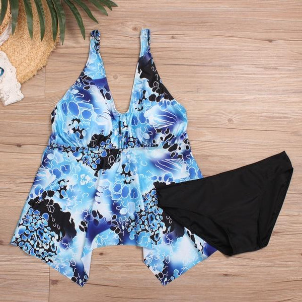 Women Plus Size High Waist Sexy Print Two Piece Swimming skirt Summer Push Up Bikini Set Swimsuit Bathing Swimwear
