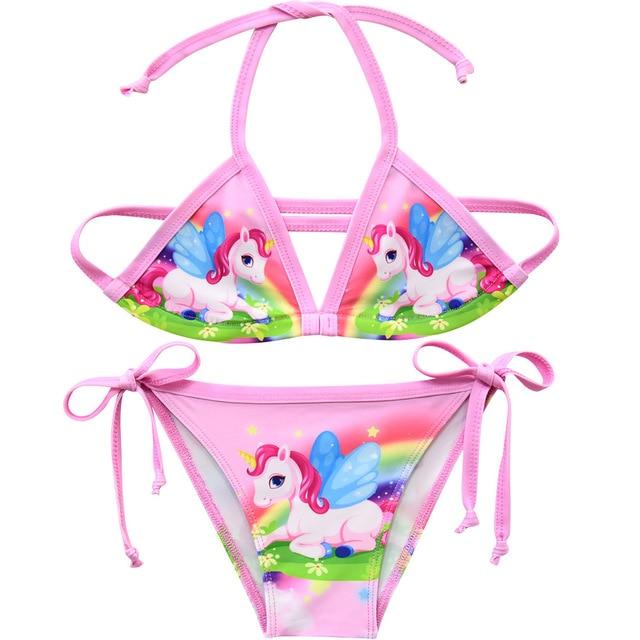 2019 New Unicorn Girls Swimsuit Two Piece 3-12 Years Children's Swimwear Unicorn Bikini Set For Girl Swimming Beachwear G48-8073