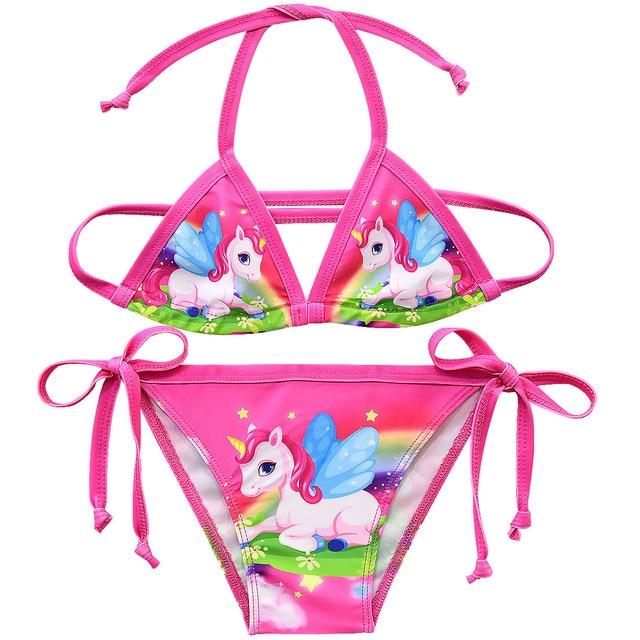 2019 New Unicorn Girls Swimsuit Two Piece 3-12 Years Children's Swimwear Unicorn Bikini Set For Girl Swimming Beachwear G48-8073
