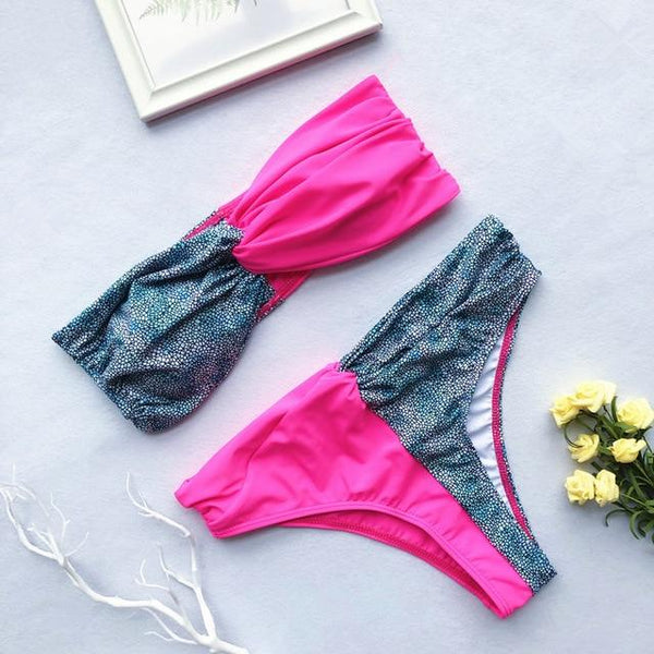 Bikini Fashion 2019 Women Swimwear 2 Piece Snake Print Bikini Waist High Swimsuit Push Up Beachwear Summer Swim Wear For Women