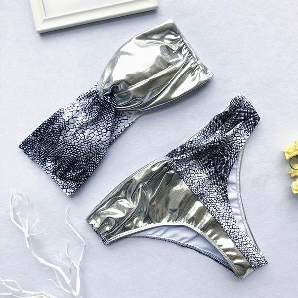 Bikini Fashion 2019 Women Swimwear 2 Piece Snake Print Bikini Waist High Swimsuit Push Up Beachwear Summer Swim Wear For Women