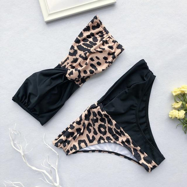 Bikini Fashion 2019 Women Swimwear 2 Piece Snake Print Bikini Waist High Swimsuit Push Up Beachwear Summer Swim Wear For Women