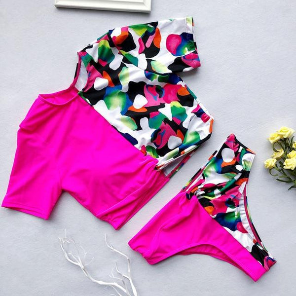 Bikini Fashion 2019 Women Swimwear 2 Piece Snake Print Bikini Waist High Swimsuit Push Up Beachwear Summer Swim Wear For Women