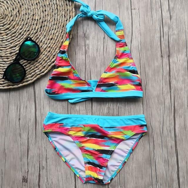 6-16 Years Girl Swimsuit Kids Camouflage Teenager Girl Bikini Two Piece Children Swimwear Child Big Girl Swim Wear Bathing Suit