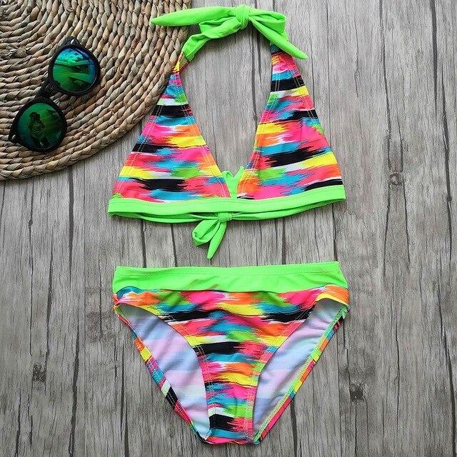 6-16 Years Girl Swimsuit Kids Camouflage Teenager Girl Bikini Two Piece Children Swimwear Child Big Girl Swim Wear Bathing Suit