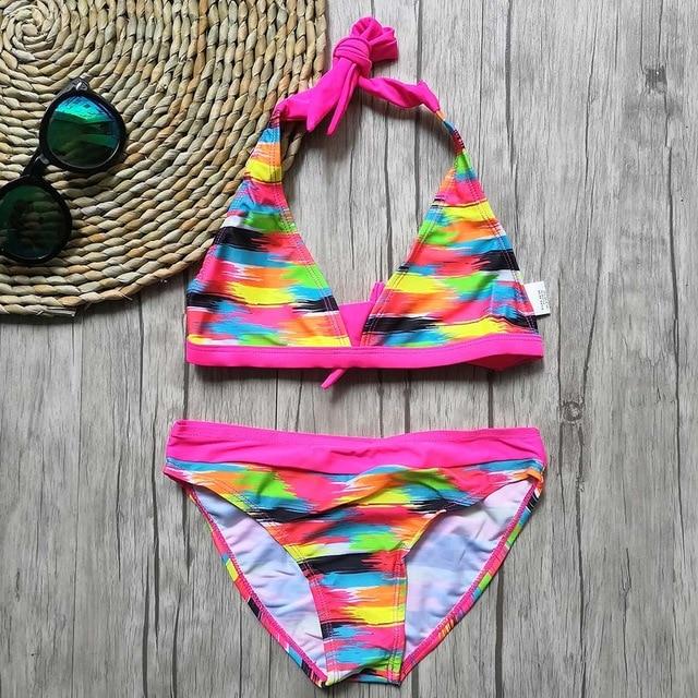 6-16 Years Girl Swimsuit Kids Camouflage Teenager Girl Bikini Two Piece Children Swimwear Child Big Girl Swim Wear Bathing Suit
