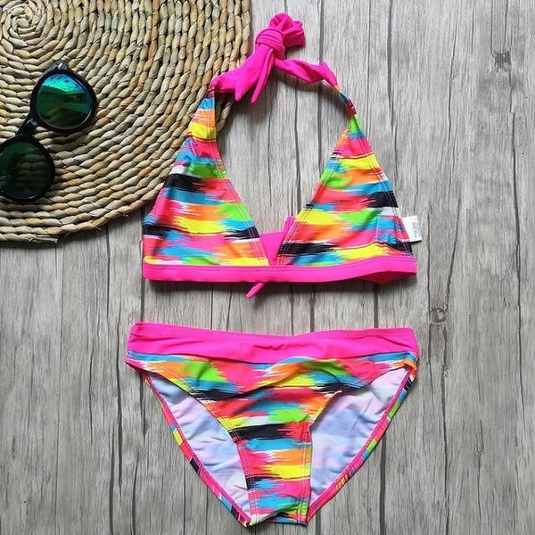 6-16 Years Girl Swimsuit Kids Camouflage Teenager Girl Bikini Two Piece Children Swimwear Child Big Girl Swim Wear Bathing Suit