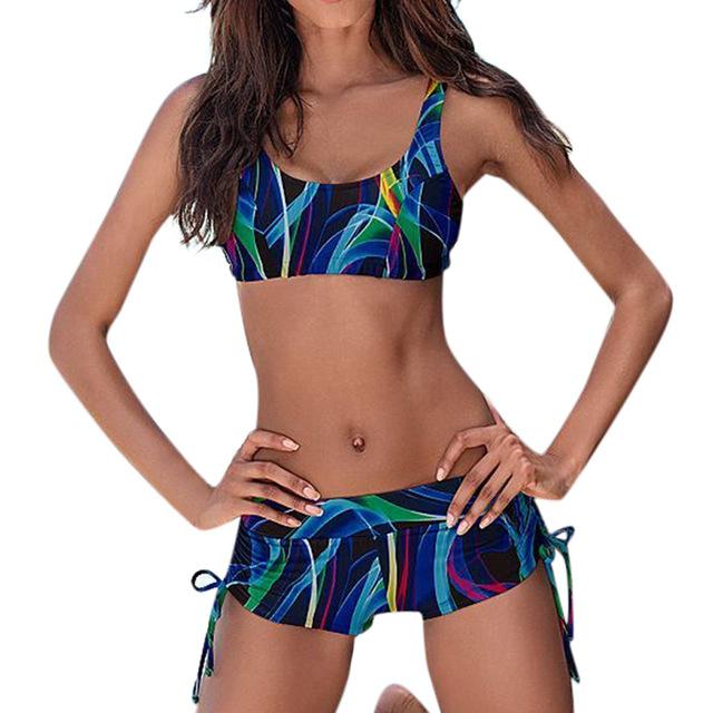 MUQGEW Shorts Swimwear women's swimming suit Women Plus Size Print Tankini Swimjupmsuit Swimsuit Beachwear Padded Swimwear #0410