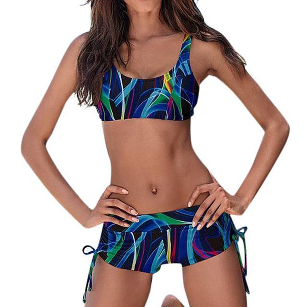 MUQGEW Shorts Swimwear women's swimming suit Women Plus Size Print Tankini Swimjupmsuit Swimsuit Beachwear Padded Swimwear #0410