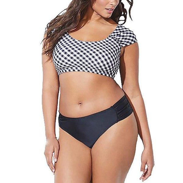 2019 New Fashion Summer Swimming Pool Wear Beach Wear Women's Plus Size Print Striped Split Swimsuit Beachwear Bikini Swimsuit