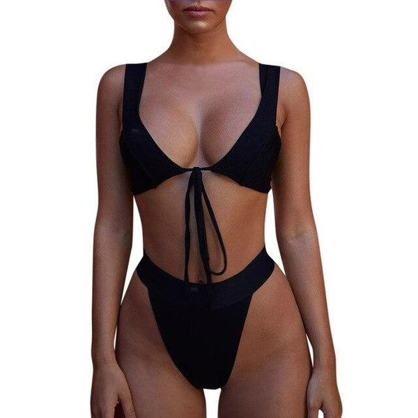MUQGEW New Summer Triangle Bathing Suit Women Tie Wide Strap Bikinis Set Swimming Two Piece Swimsuits Swimwear Beach Suit #12