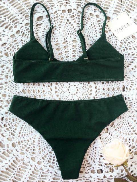 New arrival Women's sexy strap low waist 2pcs Bikini Set Push-up Padded Brazilian Triangle Swimsuit Swimwear beachwear swimming