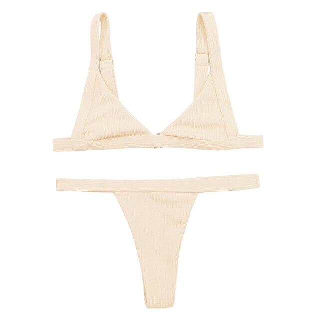 woman bikini swimsuit swimwear 2019 Summer Solid  Triangular Bikini set Sexy Split Monokini Swimming Suit for women biquini