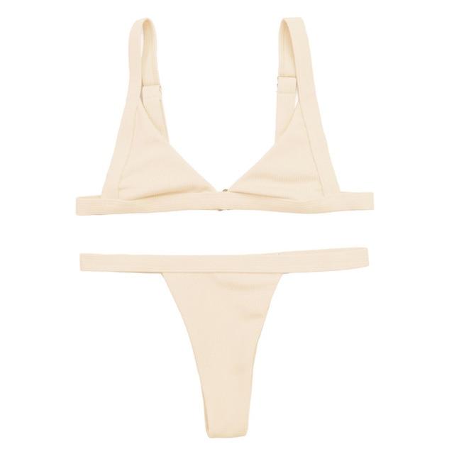 woman bikini swimsuit swimwear 2019 Summer Solid  Triangular Bikini set Sexy Split Monokini Swimming Suit for women biquini