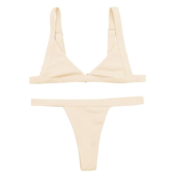 woman bikini swimsuit swimwear 2019 Summer Solid  Triangular Bikini set Sexy Split Monokini Swimming Suit for women biquini