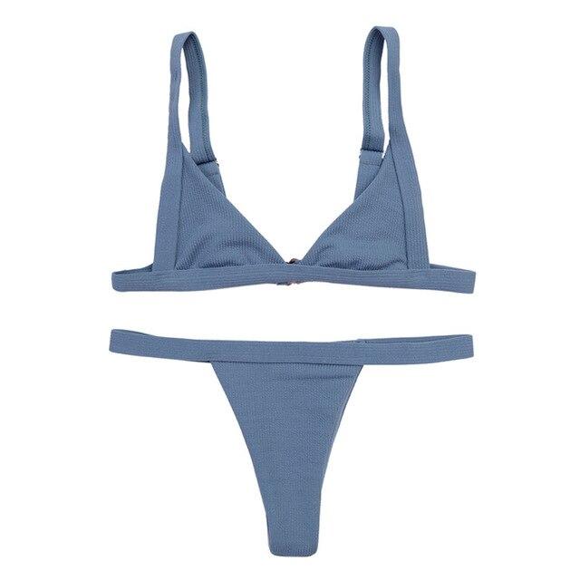 woman bikini swimsuit swimwear 2019 Summer Solid  Triangular Bikini set Sexy Split Monokini Swimming Suit for women biquini
