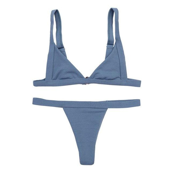 woman bikini swimsuit swimwear 2019 Summer Solid  Triangular Bikini set Sexy Split Monokini Swimming Suit for women biquini