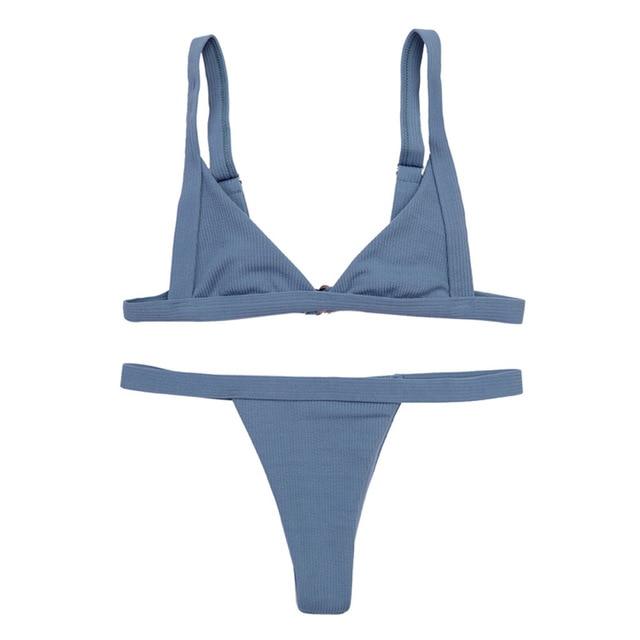 woman bikini swimsuit swimwear 2019 Summer Solid  Triangular Bikini set Sexy Split Monokini Swimming Suit for women biquini