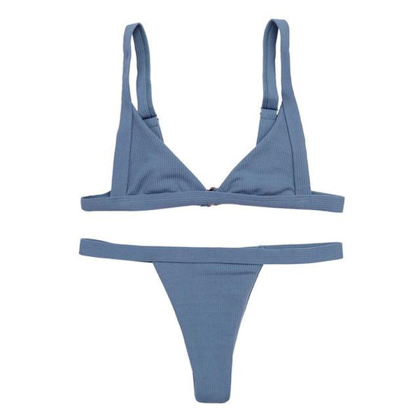 woman bikini swimsuit swimwear 2019 Summer Solid  Triangular Bikini set Sexy Split Monokini Swimming Suit for women biquini