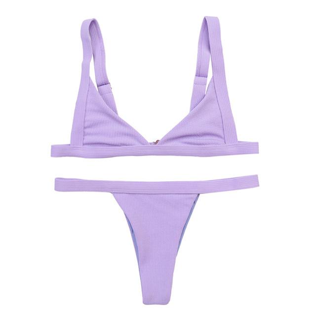 woman bikini swimsuit swimwear 2019 Summer Solid  Triangular Bikini set Sexy Split Monokini Swimming Suit for women biquini