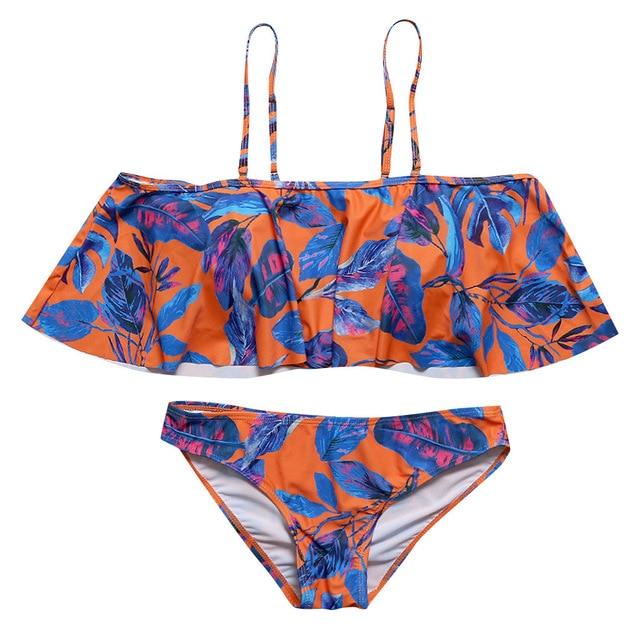 2019 Sexy Bikini Women Swimwear Ruffle Swimsuit Brazilian Bikini Set off the shoulder Bathing Suit Beachwear Swim Suit Summer