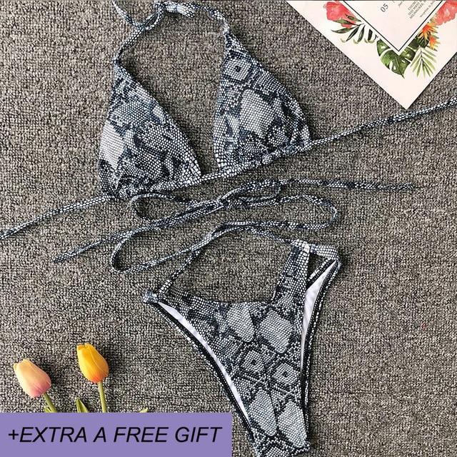 High Waist Bikinis New Sexy snakeskin print swim Suit Maillot De Bain Femme Bathing Suit Women Two piece Swimwear Bikini Push Up