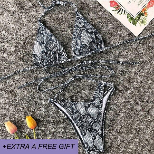 High Waist Bikinis New Sexy snakeskin print swim Suit Maillot De Bain Femme Bathing Suit Women Two piece Swimwear Bikini Push Up