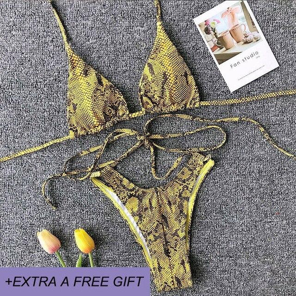 High Waist Bikinis New Sexy snakeskin print swim Suit Maillot De Bain Femme Bathing Suit Women Two piece Swimwear Bikini Push Up