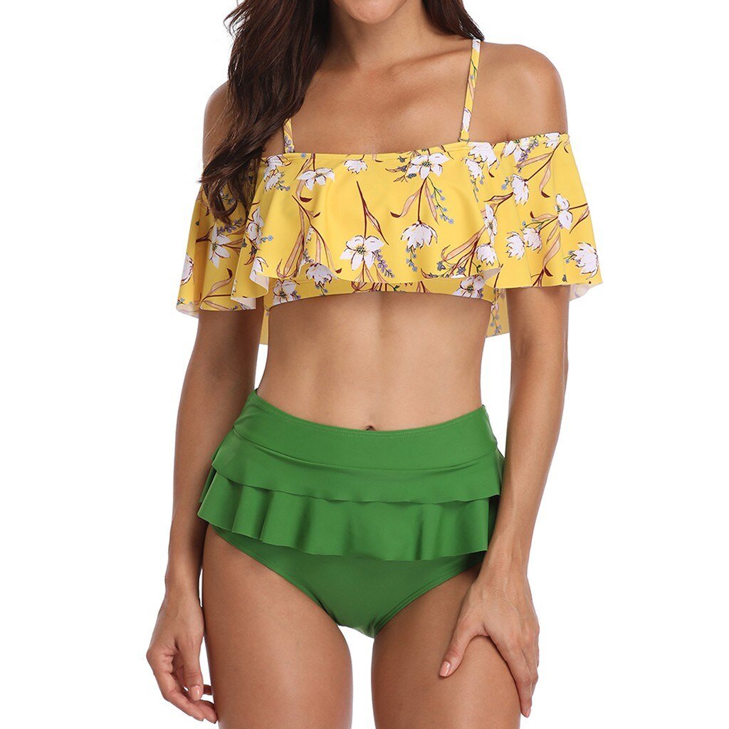 Brazilian Swimwear Women Beach Girls Off Shoulder Tankini Two Piece Swimsuit Summer 2019 Swim Suits Maillot De Bain Femme 2018