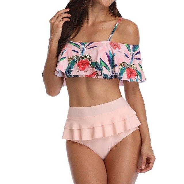 Brazilian Swimwear Women Beach Girls Off Shoulder Tankini Two Piece Swimsuit Summer 2019 Swim Suits Maillot De Bain Femme 2018