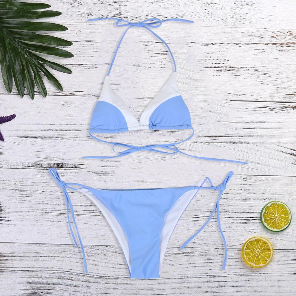 swimming suit for girls Sexy Patchwork Bikini 2019 New Off The Shoulder Set Push-Up Bandage Swimwear Beachwear Swimsuit